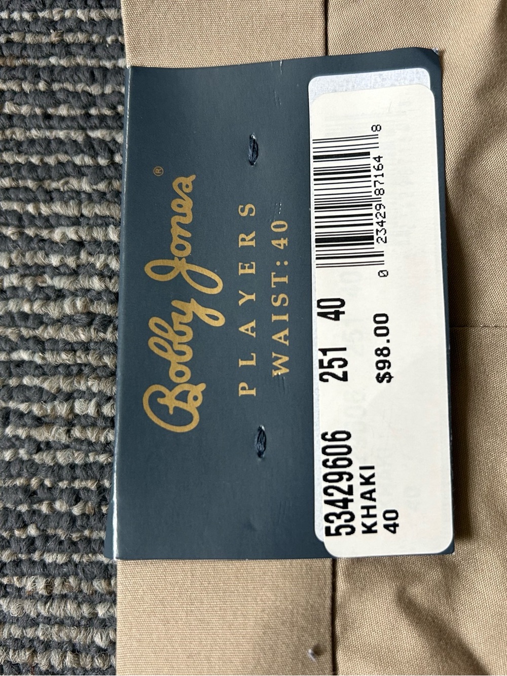Bobby Jones Khaki/Tan Golf Shorts with Navy Logo Trim - Picture 4 of 4